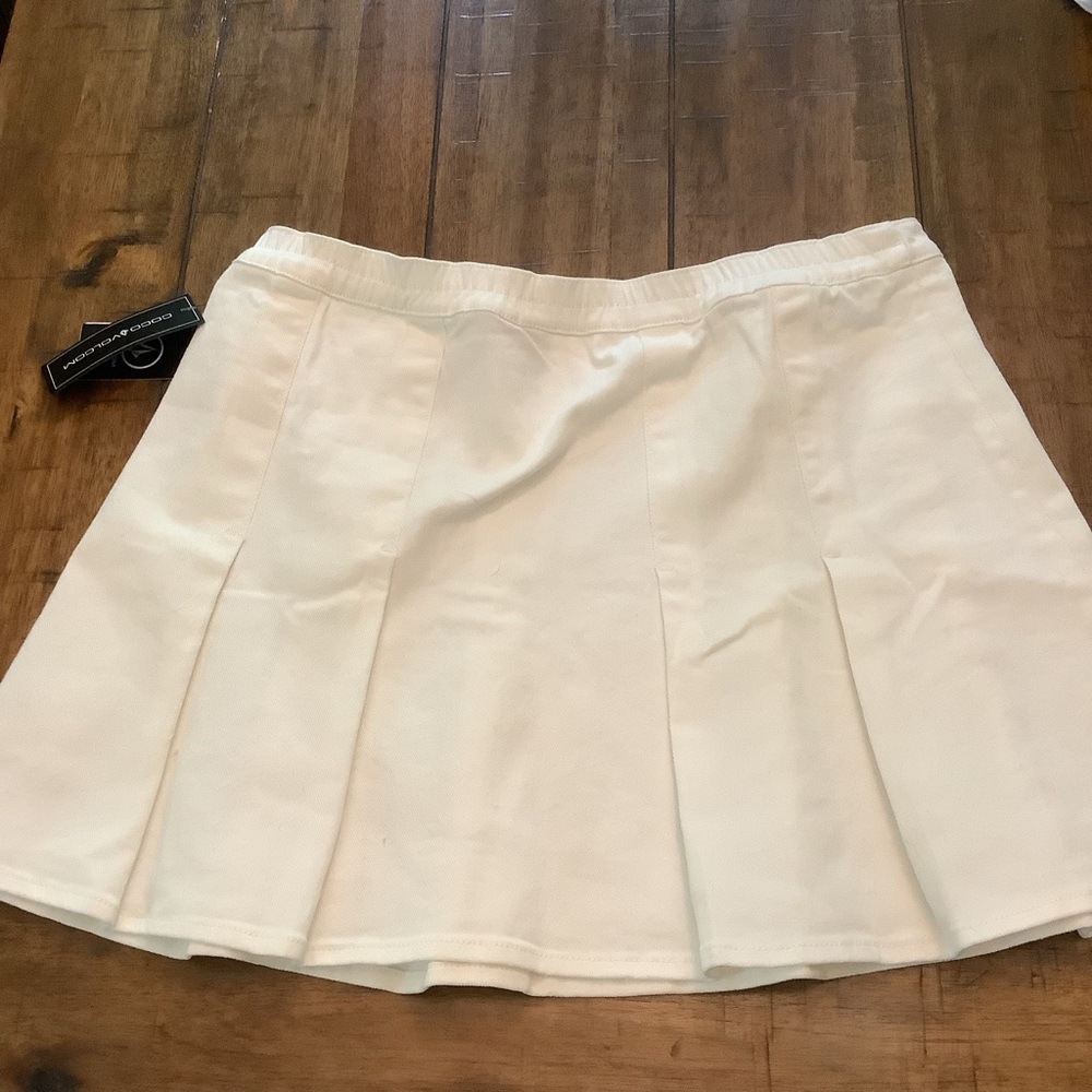 NWT Volcom Coco Pleated Women's Cream Skirt Cotton Sz Large - Picture 6 of 7